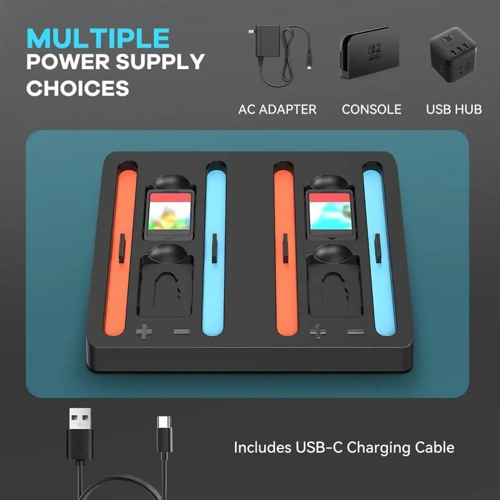 MOOGOLE 4 in 1 Charging Dock Compatible with Nintendo Switch 2 Joycon Controlle